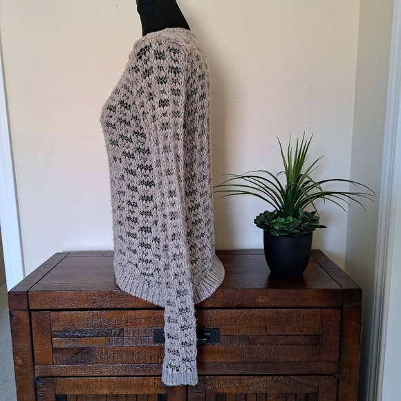American Eagle Sweater Open Knit Size Medium Taupe Beige Scoop Neck - Picture 8 of 12